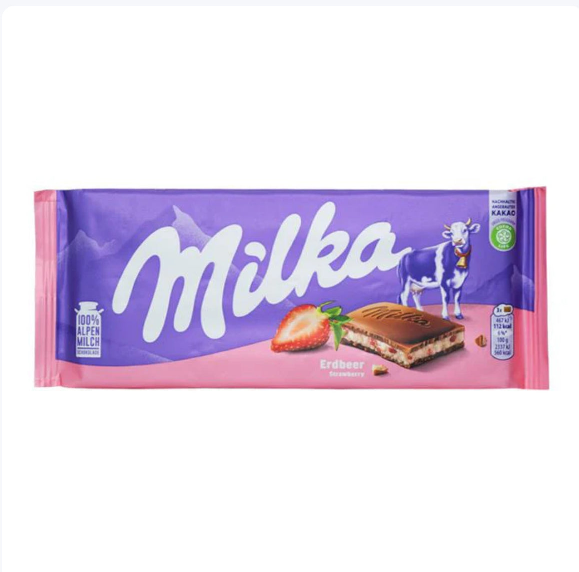 MILKA ERDBEER STRAWBERRY 3.52 Oz