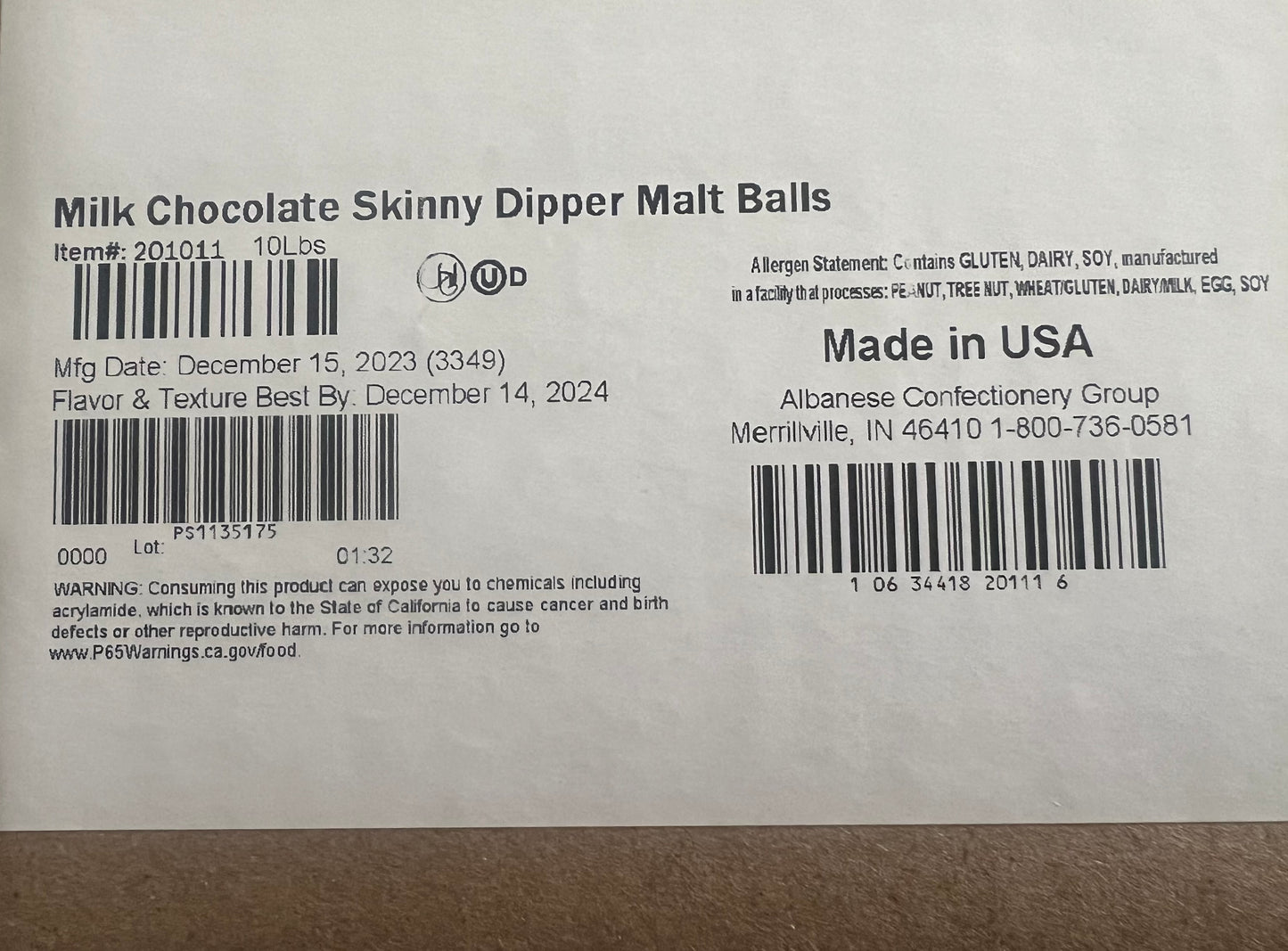 MILK CHOCOLATE SKINNY DIPPER MALT BALLS BULK