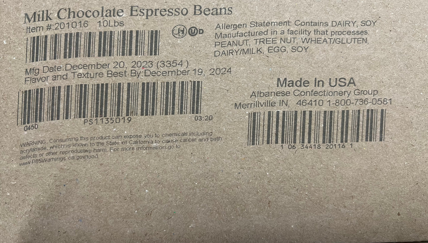 MILK CHOCOLATE ESPRESSO BEANS BULK