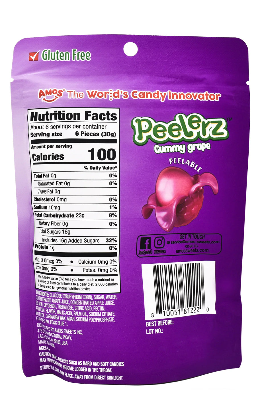 GUMMY PEELERZ GRAPE 6 OZ