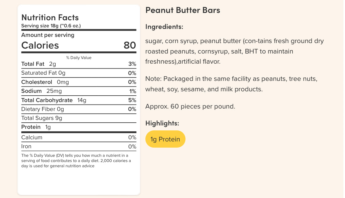 PEANUT BUTTER BARS BULK