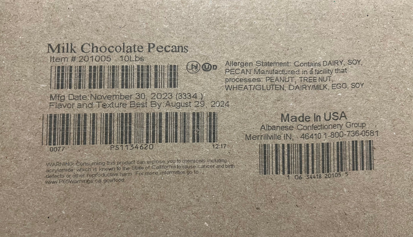 MILK CHOCOLATE PECANS BULK