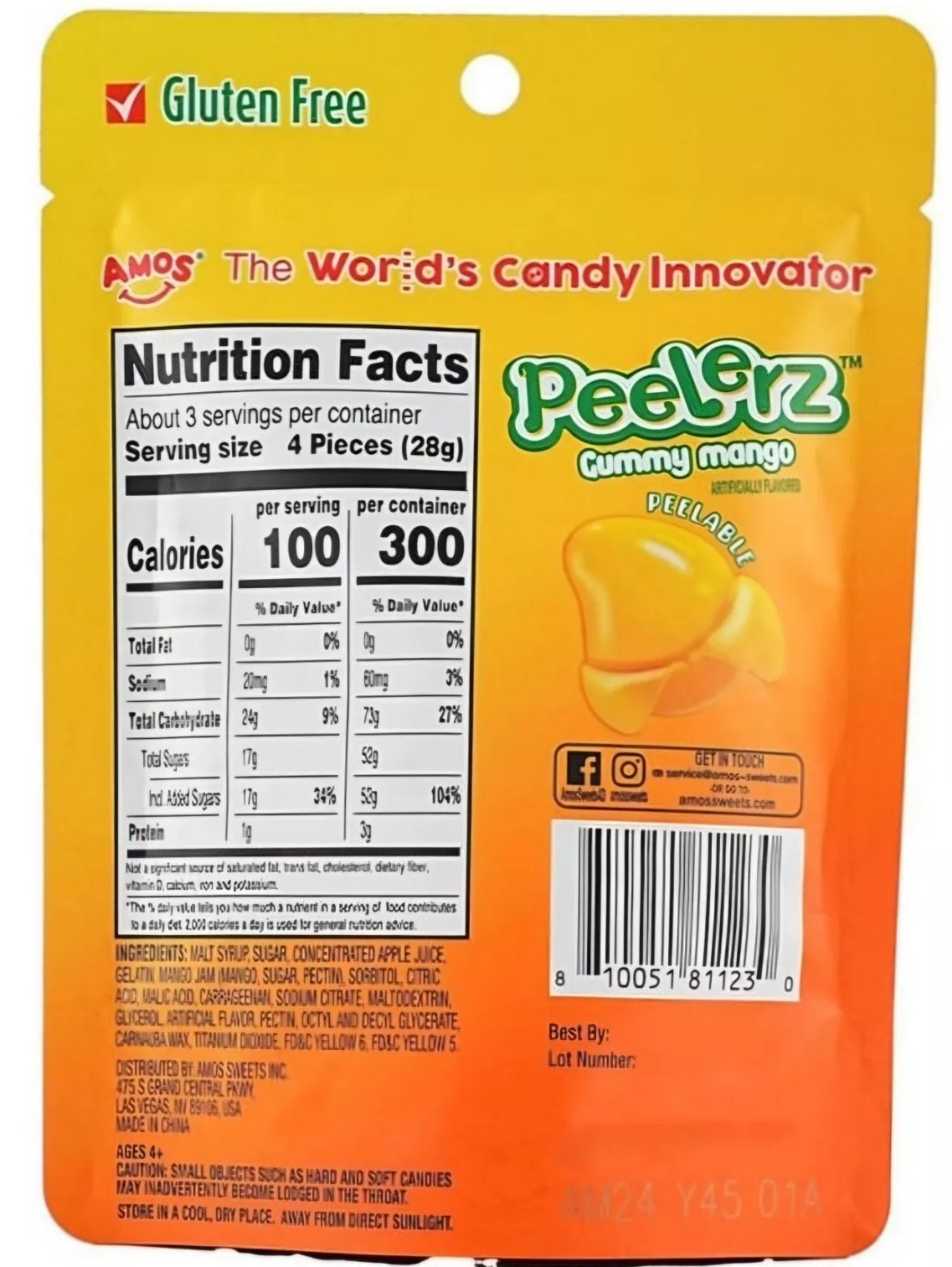 GUMMY PEELERZ MANGO 3 OZ