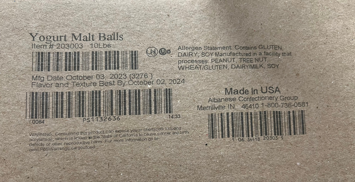 YOGURT MALT BALLS BULK