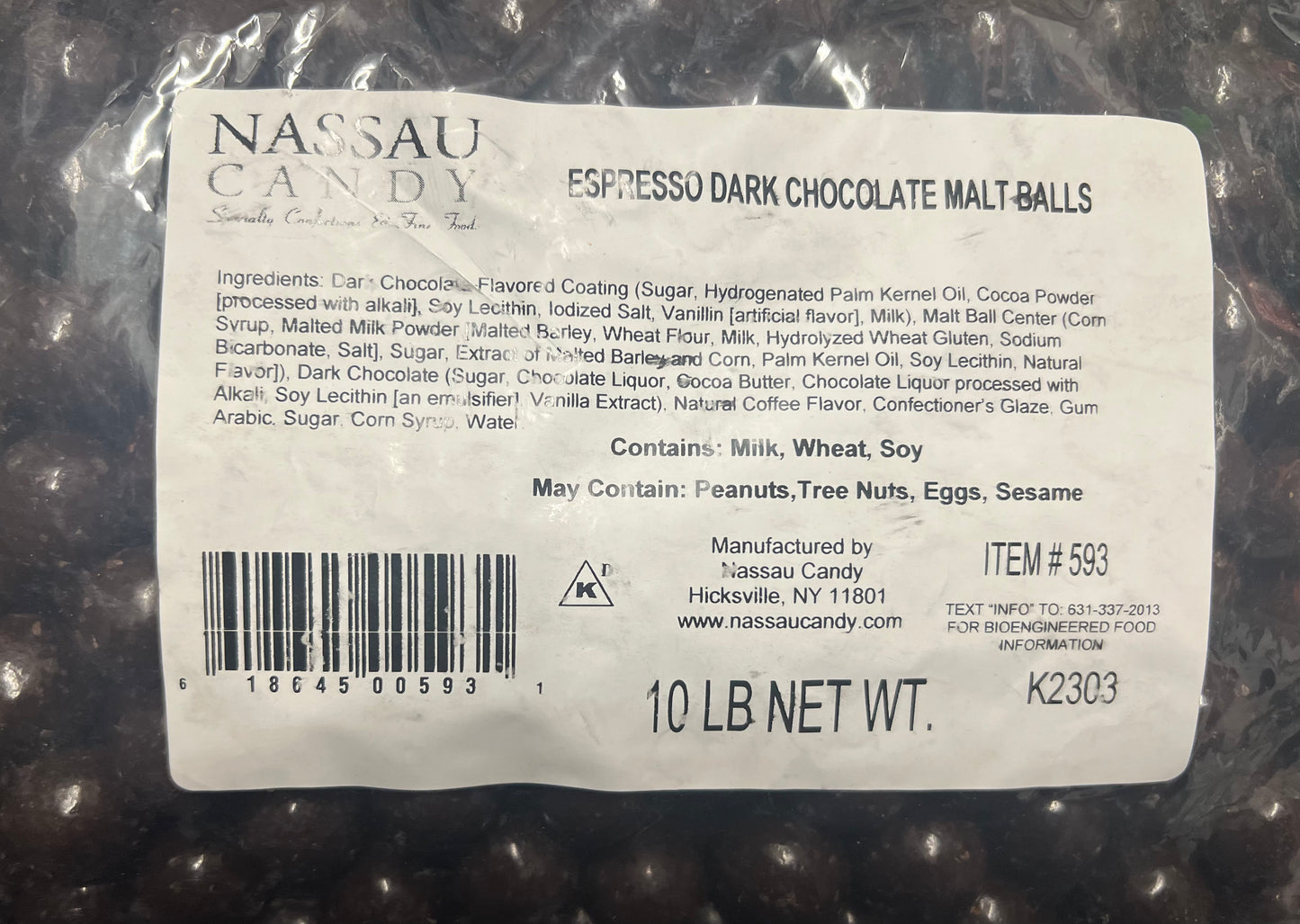 DARK CHOCOLATE ESPRESSO MALT BALLS BULK