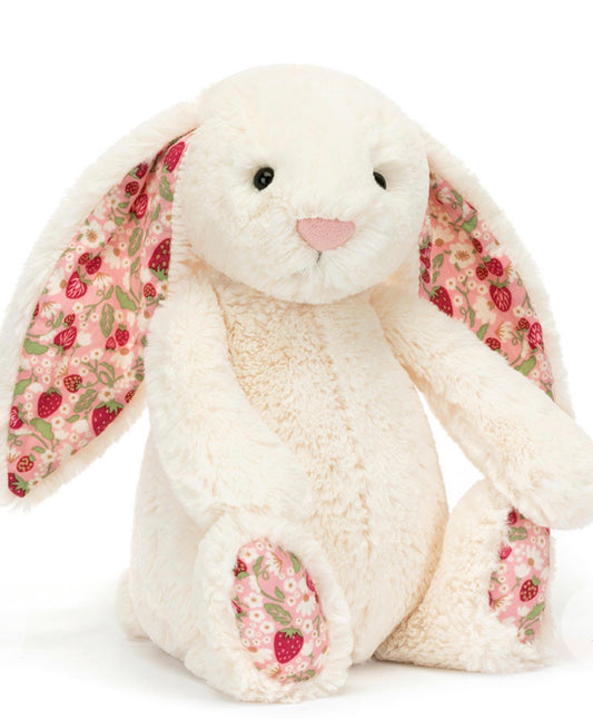 JELLYCAT - AMUSEABLE BLOSSOM CREAM BUNNY ‘BERRY’ BAG CHARM