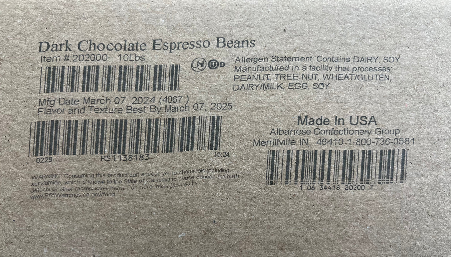 DARK CHOCOLATE ESPRESSO BEANS BULK