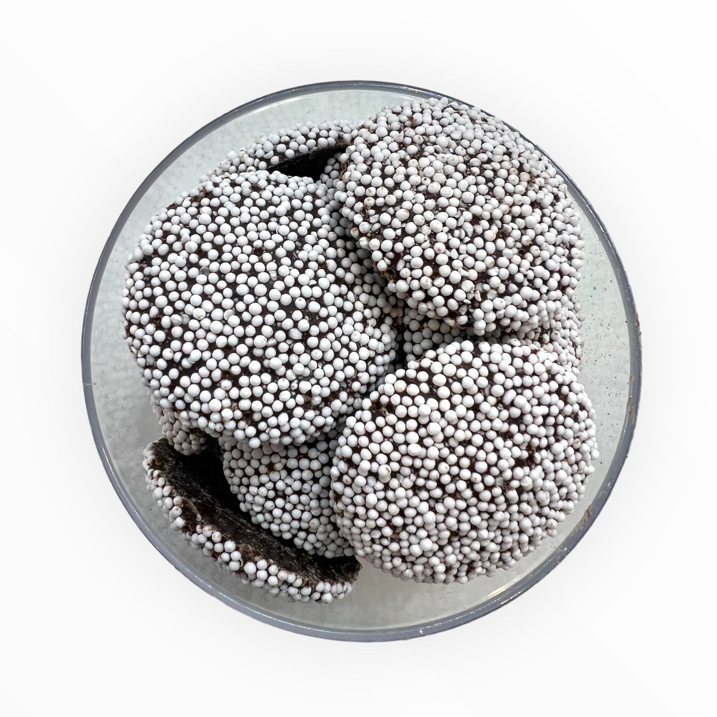 DARK CHOCOLATE LARGE WHITE NONPAREILS