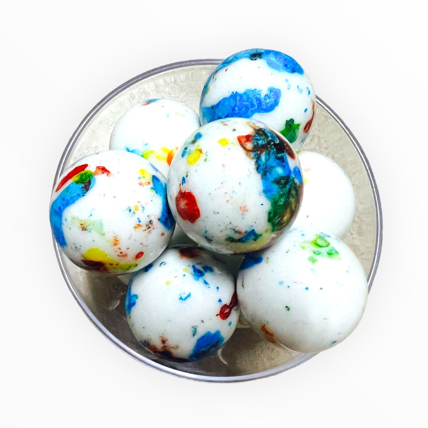 1 INCH JAWBREAKER WHITE WITH SPECKLES BULK